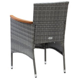 Set da Pranzo per Giardino 5 pz con Cuscini Polyrattan Grigio