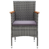 Set da Pranzo per Giardino 7 pz con Cuscini Polyrattan Grigio