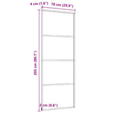 Porta Scorrevole in Vetro ESG e Alluminio 75x205 cm Bianca