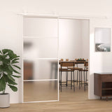 Porta Scorrevole in Vetro ESG e Alluminio 90x205 cm Bianca