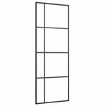 Porta Scorrevole ESG Vetro e Alluminio 76x205 cm Nera