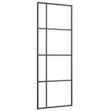 Porta Scorrevole ESG Vetro e Alluminio 76x205 cm Nera