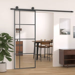 Porta Scorrevole ESG Vetro e Alluminio 76x205 cm Nera