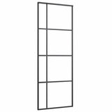 Porta Scorrevole Smerigliato ESG Vetro Alluminio 76x205 cm Nera