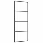 Porta Scorrevole Smerigliato ESG Vetro Alluminio 76x205 cm Nera