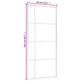 Porta Scorrevole in Vetro ESG e Alluminio 90x205 cm Bianca