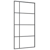Porta Scorrevole in Vetro ESG e Alluminio 102,5x205 cm Nera