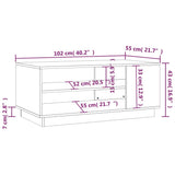Tavolino da Salotto Bianco 102x55x43 cm in Truciolato