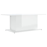Tavolino da Salotto Bianco Lucido 102x55,5x40 cm in Truciolato