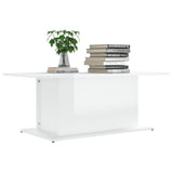 Tavolino da Salotto Bianco Lucido 102x55,5x40 cm in Truciolato