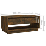 Tavolino da Salotto Rovere Fumo 102,5x55x44 cm in Truciolato