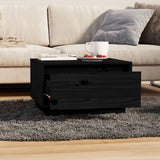 Tavolino da Salotto Nero 55x56x32 cm in Legno Massello di Pino