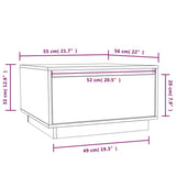Tavolino da Salotto Nero 55x56x32 cm in Legno Massello di Pino