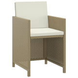 Set da Pranzo da Giardino 3 pz con Cuscini in Polyrattan Beige