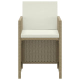Set da Pranzo da Giardino 3 pz con Cuscini in Polyrattan Beige