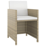 Set da Pranzo da Giardino 3 pz con Cuscini in Polyrattan Beige