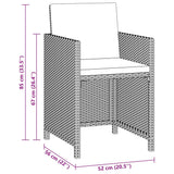 Set da Pranzo da Giardino 3 pz con Cuscini in Polyrattan Beige