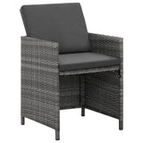 Set da Pranzo da Giardino 5 pz con Cuscini in Polyrattan Grigio