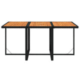 Set da Pranzo da Giardino 7 pz Nero con Cuscini in Polyrattan