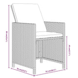 Set da Pranzo da Giardino 7 pz Nero con Cuscini in Polyrattan