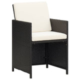 Set da Pranzo per Giardino 13 pz con Cuscini in Polyrattan Nero