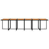 Set da Pranzo per Giardino 17 pz con Cuscini in Polyrattan Nero
