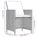 Set da Pranzo da Giardino 17 pz con Cuscini Nero in Polyrattan
