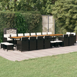 Set da Pranzo da Giardino 21 pz con Cuscini in Polyrattan Nero