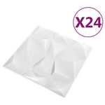 Pannelli Murali 3D 24 pz 50x50 cm Bianchi a Diamante 6 m