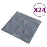 Pannelli Murali 3D 24 pz 50x50 cm Grigi a Diamante 6 m