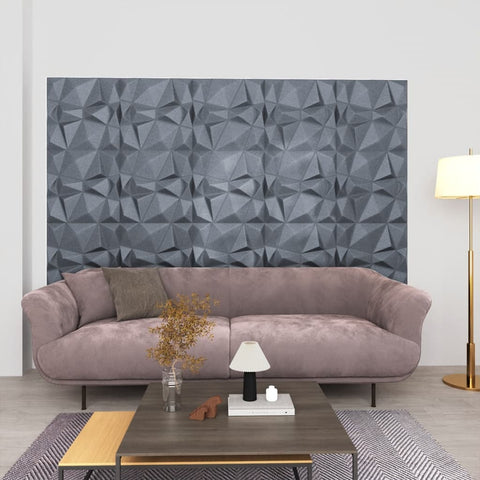 Pannelli Murali 3D 12 pz 50x50 cm Grigi a Diamante 3 m