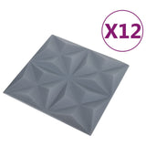 Pannelli Murali 3D 12 pz 50x50 cm Grigi Origami 3 m