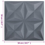 Pannelli Murali 3D 12 pz 50x50 cm Grigi Origami 3 m