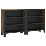 Armadietti 2 pz Marrone Rustico 72x36x82 cm Metallo e MDF