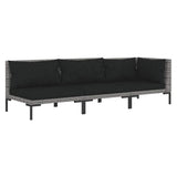 Set Divani da Giardino 3 pz Grigio Scuro Polyrattan Mezzo Tondo