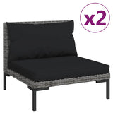 Set Divani da Giardino 3 pz Grigio Scuro Polyrattan Mezzo Tondo