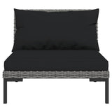 Set Divani da Giardino 3 pz Grigio Scuro Polyrattan Mezzo Tondo