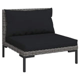 Set Divani da Giardino 3 pz Grigio Scuro Polyrattan Mezzo Tondo