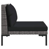Set Divani da Giardino 3 pz Grigio Scuro Polyrattan Mezzo Tondo