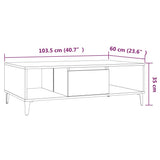 Tavolino da Salotto Rovere Fumo 103,5x60x35cm in Truciolato