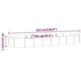Letto Giardino Acciaio Zincato 322x100x36 cm Marrone