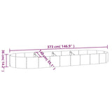 Letto Giardino Acciaio Zincato 373x140x36 cm Marrone
