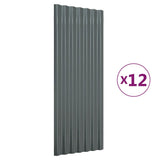 Pannelli per Tetto 12 pz Acciaio Zincato Antracite 100x36 cm