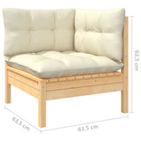 Set Divani da Giardino 4 pz con Cuscini Crema in Massello di Pino