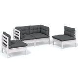 Set Salotto da Giardino 4 pz con Cuscini Legno Massello di Pino