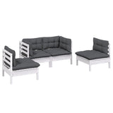 Set Salotto da Giardino 4 pz con Cuscini Legno Massello di Pino