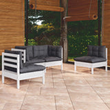 Set Salotto da Giardino 4 pz con Cuscini Legno Massello di Pino