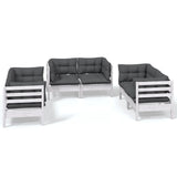 Set Salotto da Giardino 6 pz con Cuscini Legno Massello di Pino