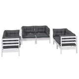 Set Salotto da Giardino 6 pz con Cuscini Legno Massello di Pino