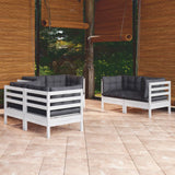 Set Salotto da Giardino 6 pz con Cuscini Legno Massello di Pino